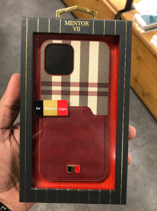 Check Leather Case Red With Pocket