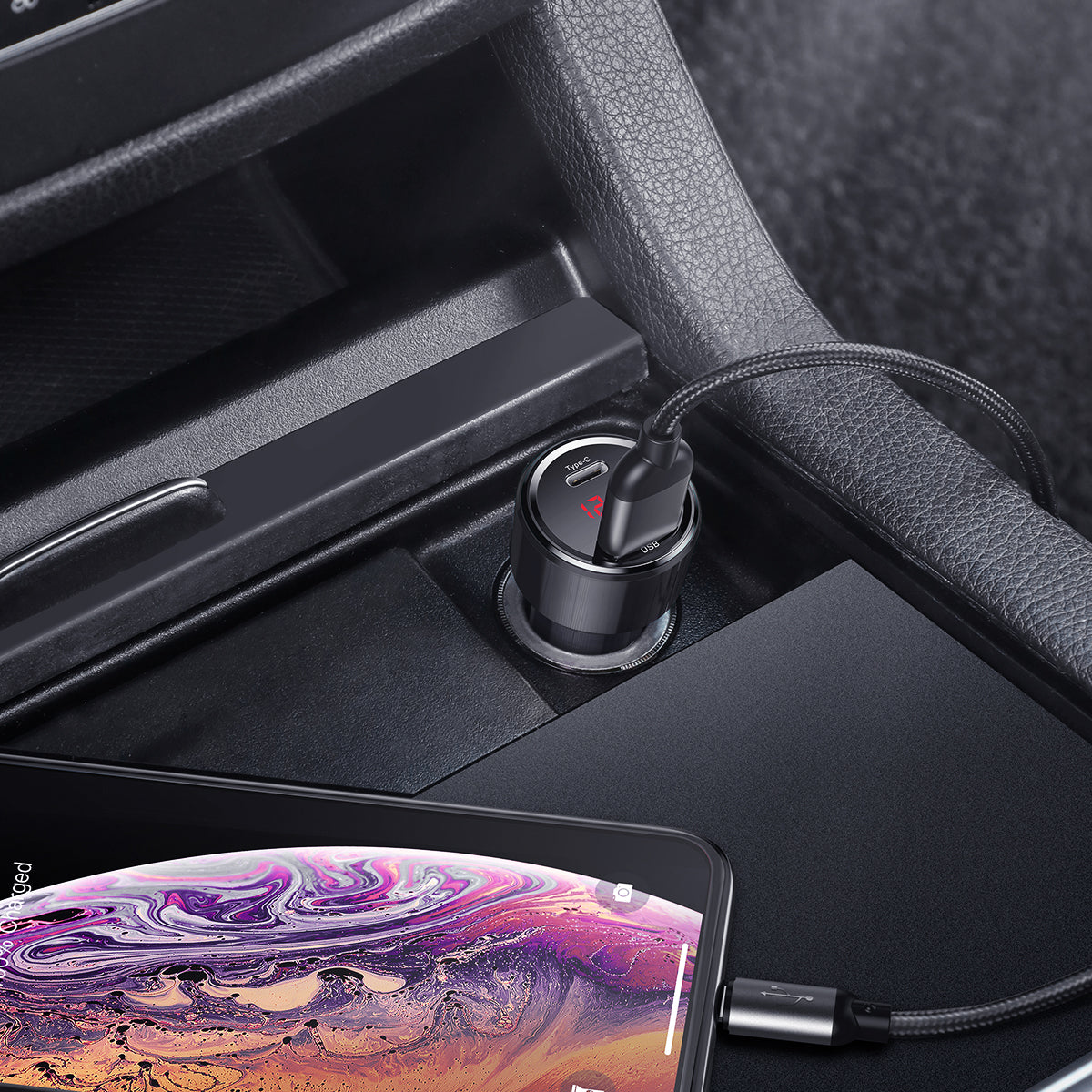 Baseus PPS Technology Digital Display 45w Type C + USB Car Charger