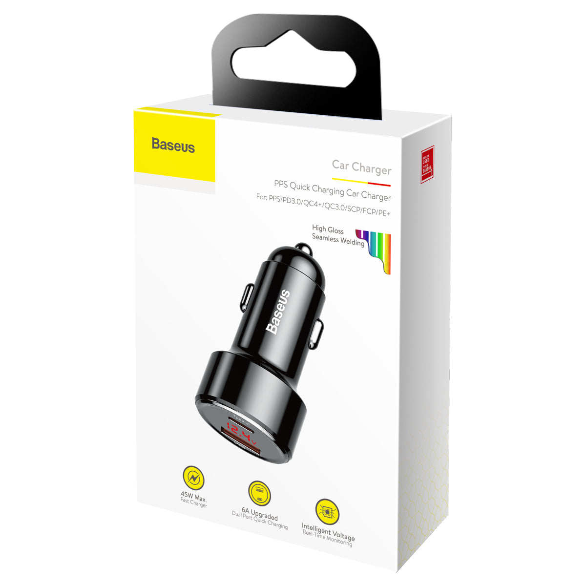 Baseus PPS Technology Digital Display 45w Type C + USB Car Charger
