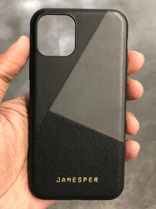 Diamond Cut Leather Case Black