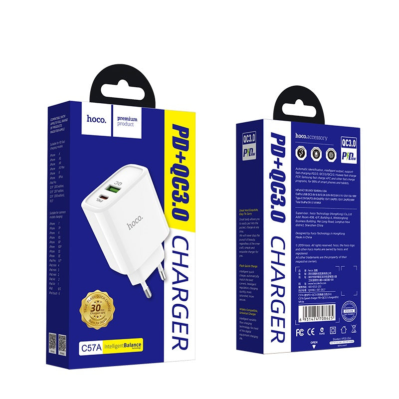 Hoco PD + Qc3.0 wall charger