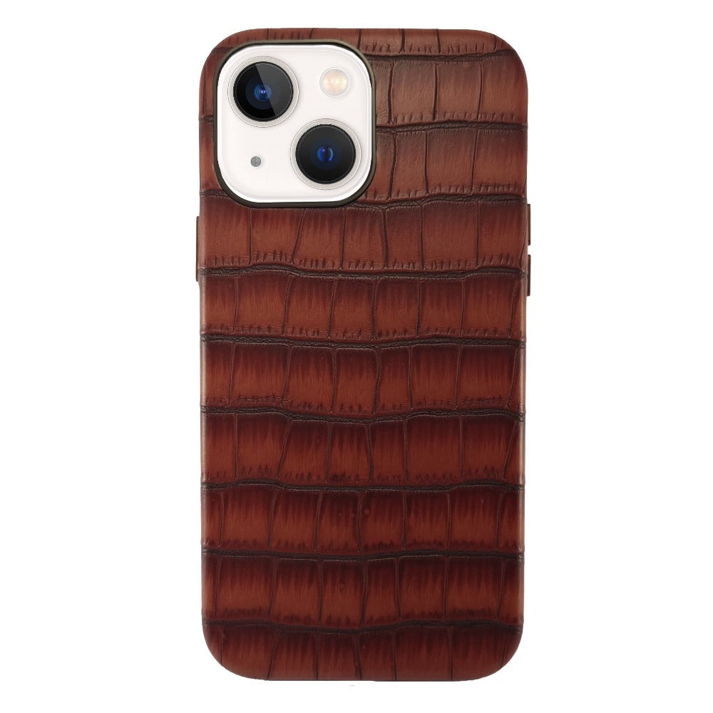 Brown PU  Leather Crocodile Case For iPhone 13 Series