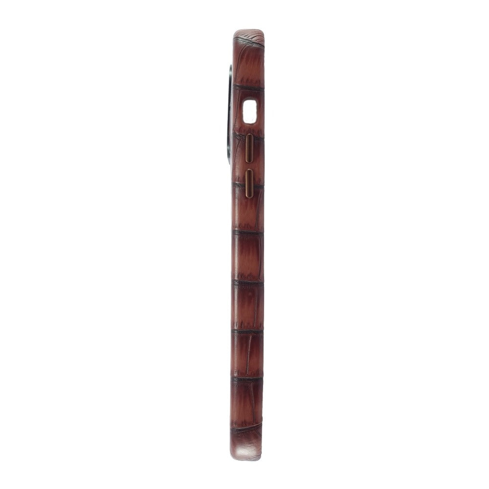 Brown PU  Leather Crocodile Case For iPhone 13 Series